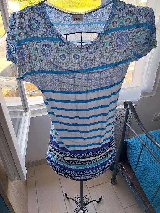 🌊 Nice Damart blue and white t-shirt – Size M 🌊 – photo 5